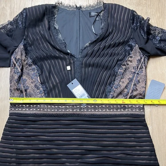 Tadashi Shoji Lace Pintuck Long Sleeve Midi Cocktail Dress, Size 16 1347 - Picture 12 of 14